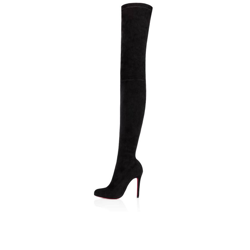 Women's Christian Louboutin Louise X 100mm Suede Thigh High Boots - Black [6182-594]